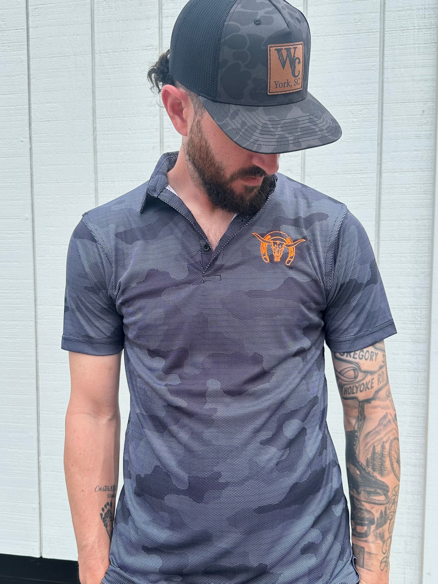 WC Horseshoe Skull Camo Polo