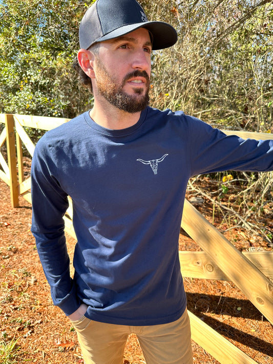 Wicked Cowboy Long Sleeve Shirt - Navy Blue