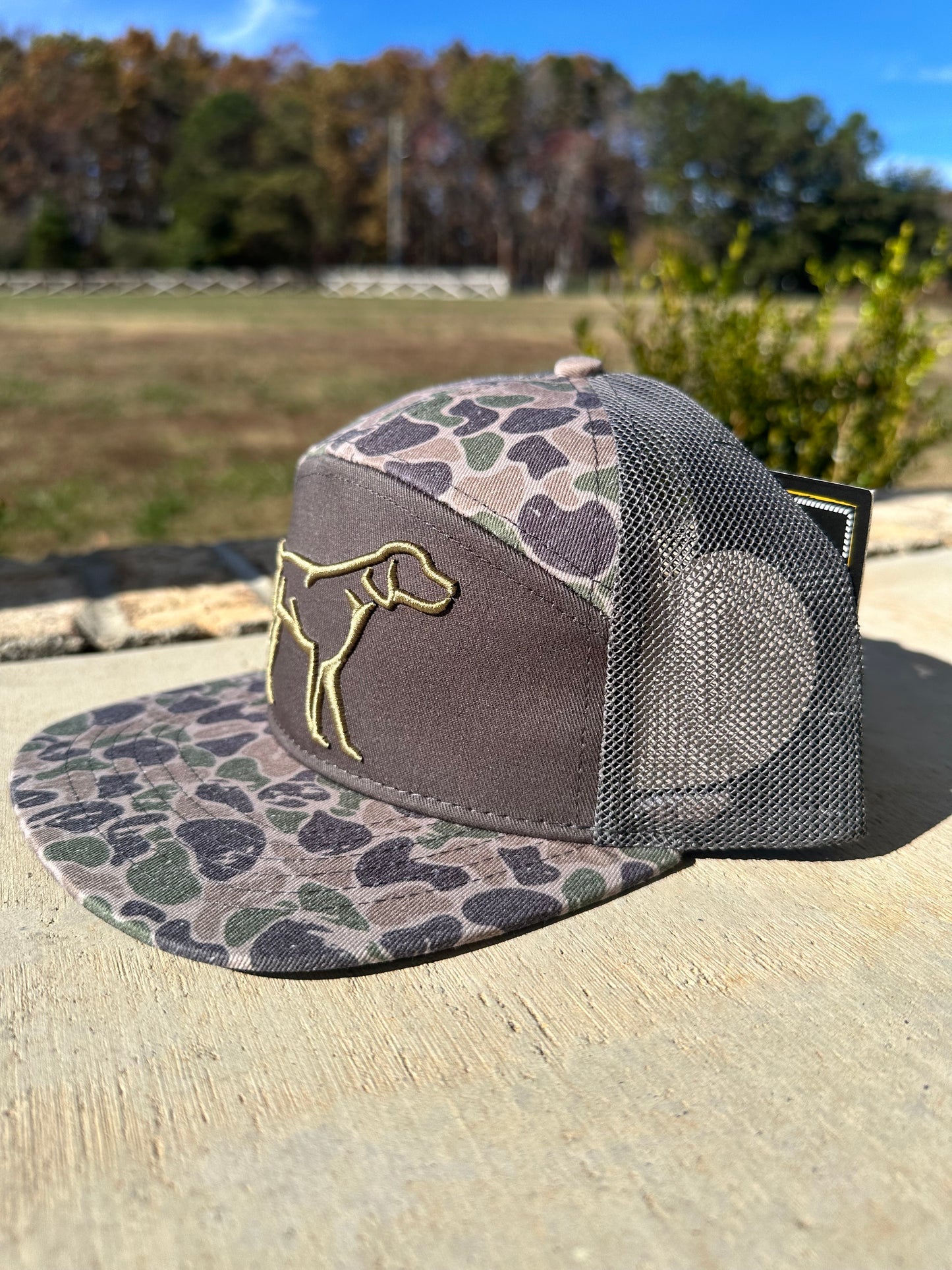 Backwoods Camo 7-Panel Puff Dog Hat