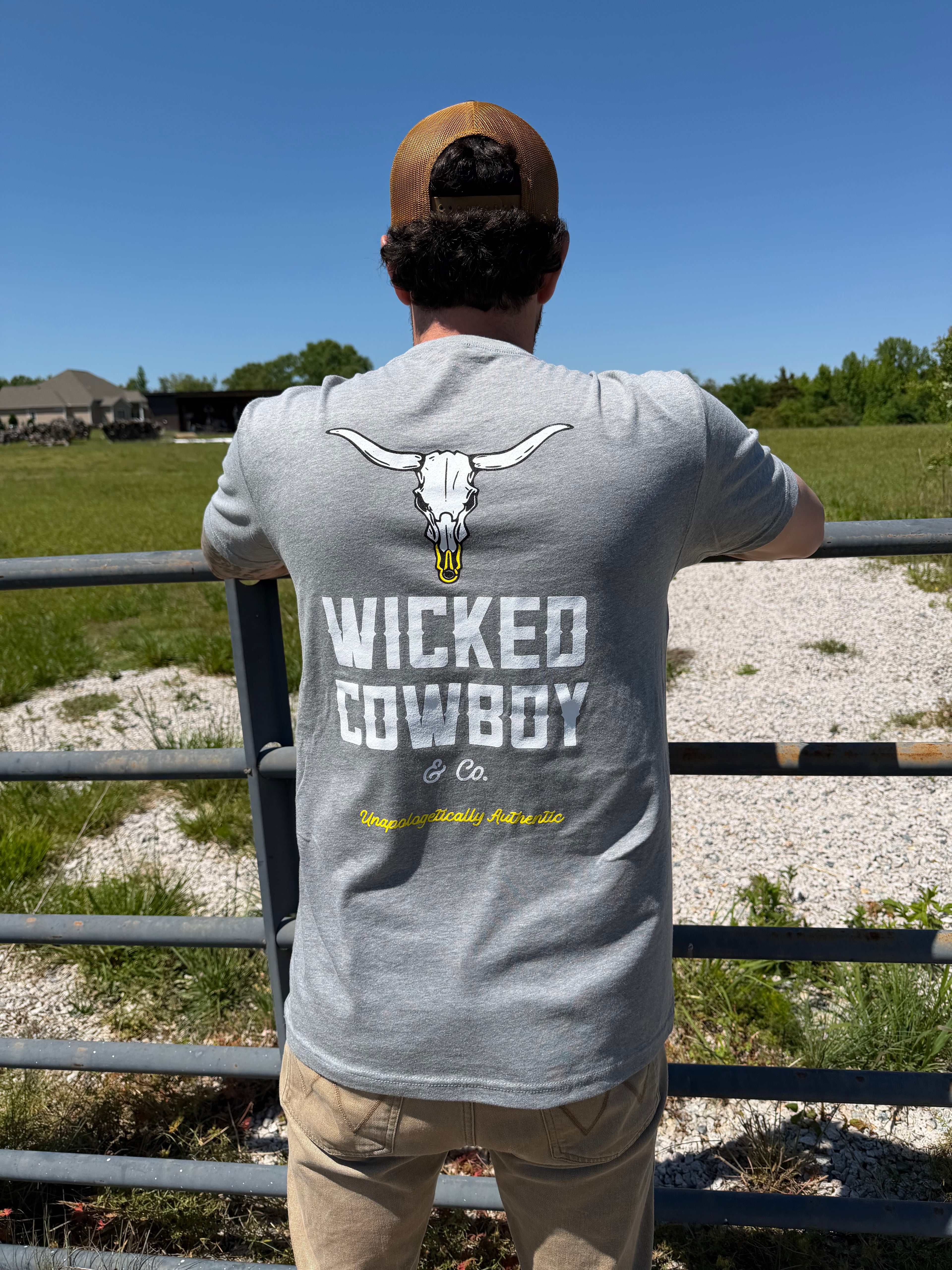 Wicked Cowboy Logo T-Shirt (Gray)