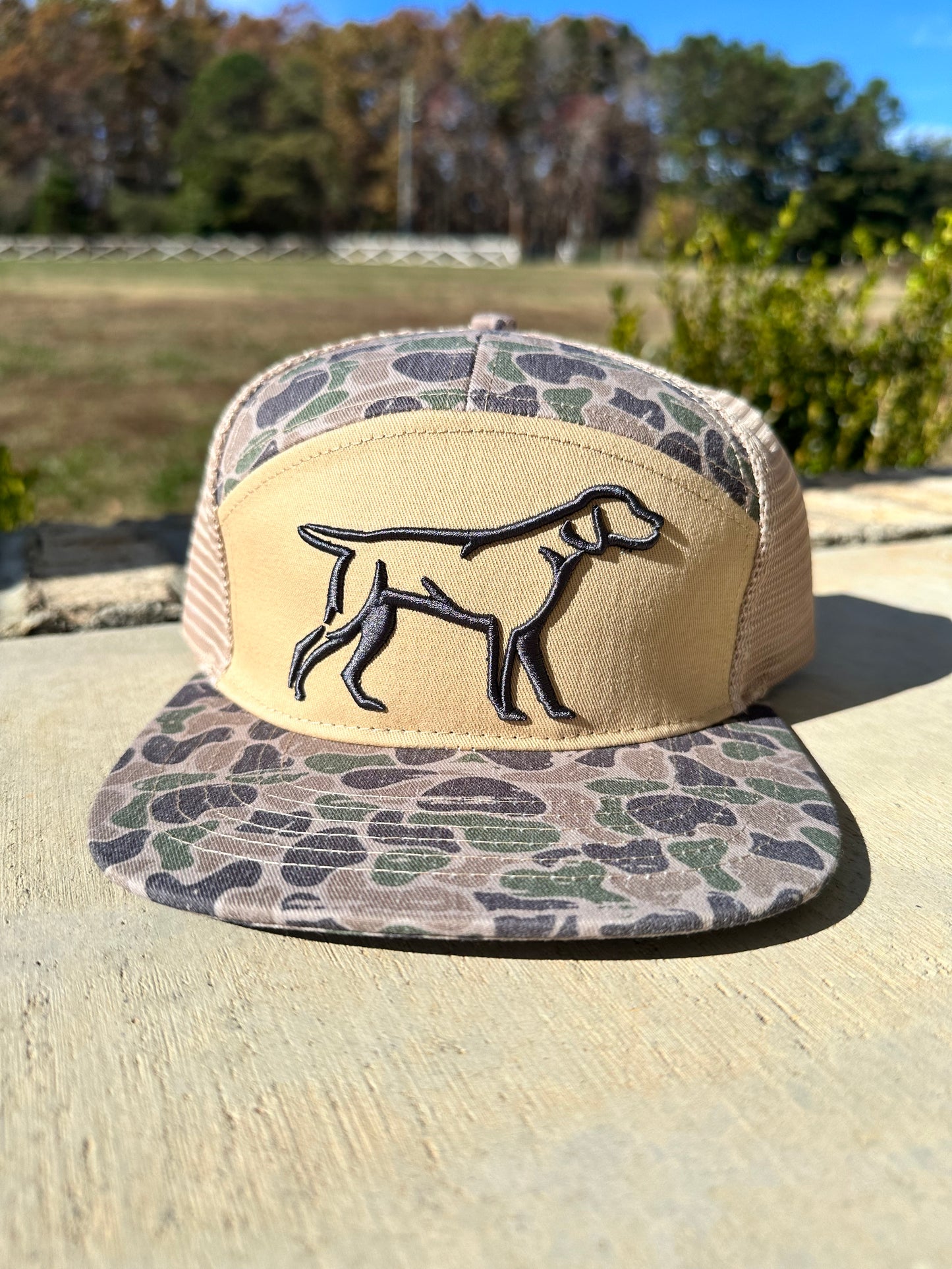 Backwoods Camo 7-Panel Puff Dog Hat