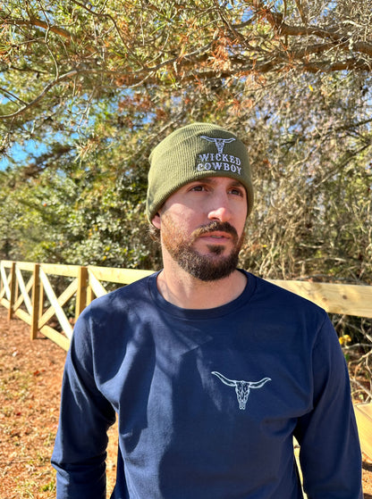 Wicked Cowboy Beanie - Olive Green